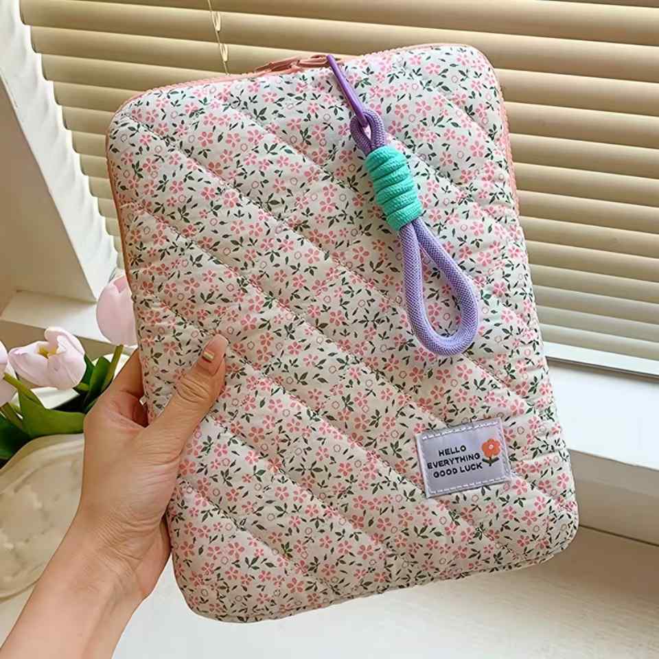 Floral Quilted Laptop Case