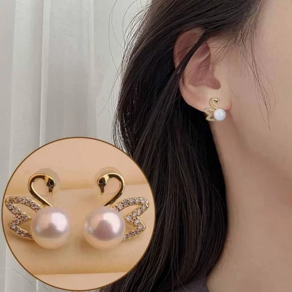 Pearl Swan Stud Earrings – The Madras Kadai